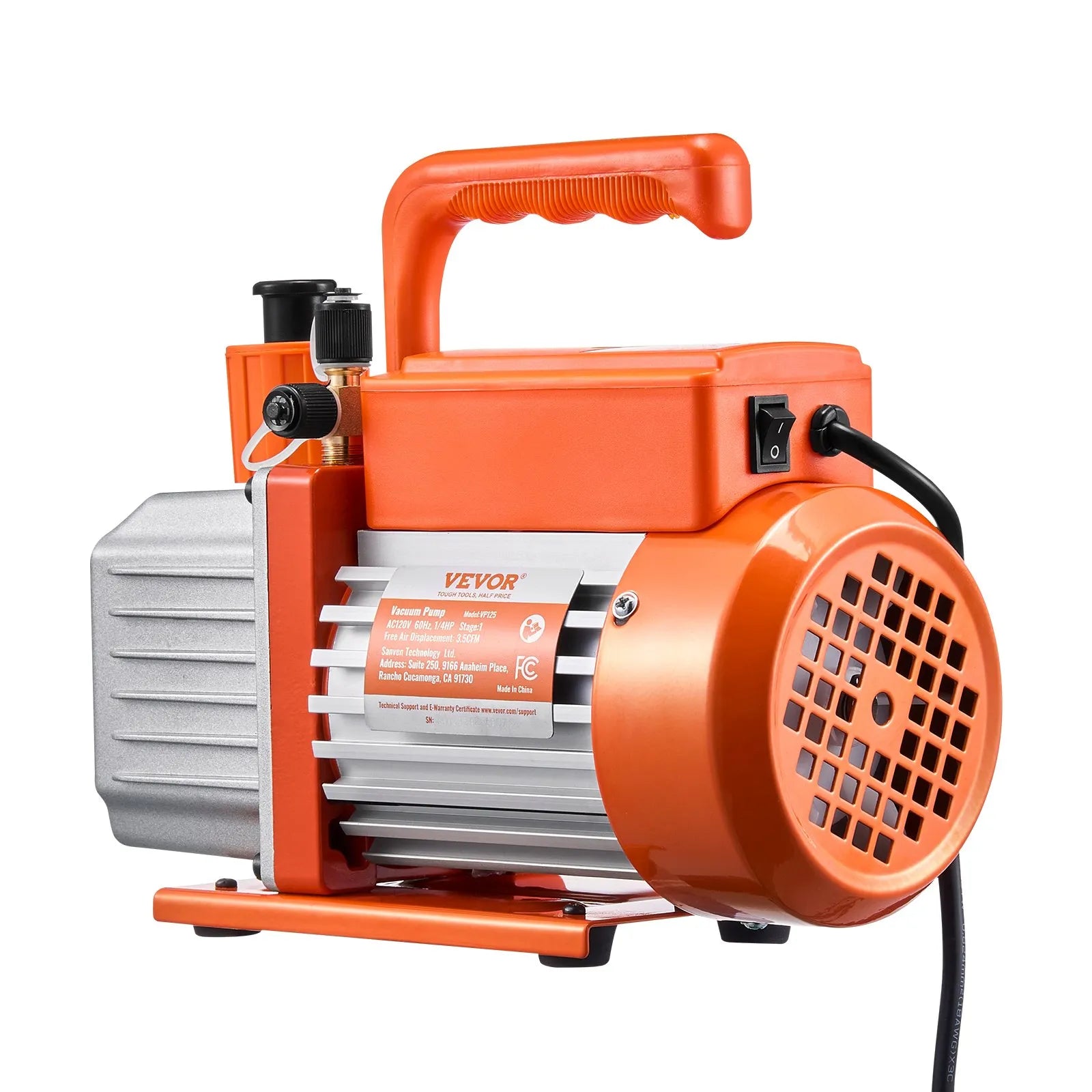 VEVOR vakuuma sūknis 217 l/min, vienpakāpes rotācijas lāpstiņu HVAC vakuuma sūknis R134a / R22 / R410a sistēmām, komplekts ar eļļas pudeli, paredzēts automobiļu gaisa kondicionieru apkopei un sveķu degazēšanai