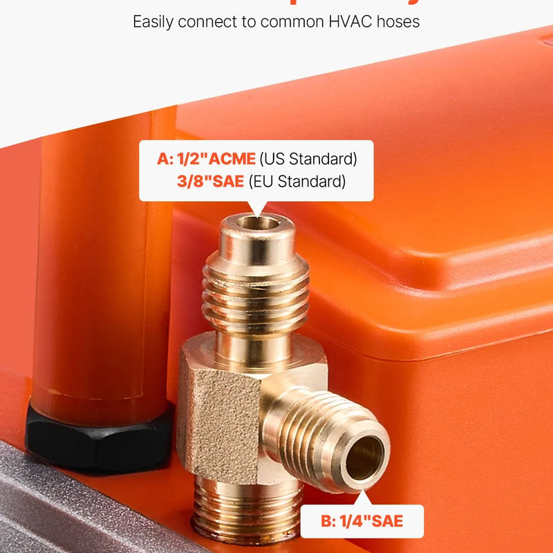 VEVOR vakuuma sūknis 217 l/min, vienpakāpes rotācijas lāpstiņu HVAC vakuuma sūknis R134a / R22 / R410a sistēmām, komplekts ar eļļas pudeli, paredzēts automobiļu gaisa kondicionieru apkopei un sveķu degazēšanai
