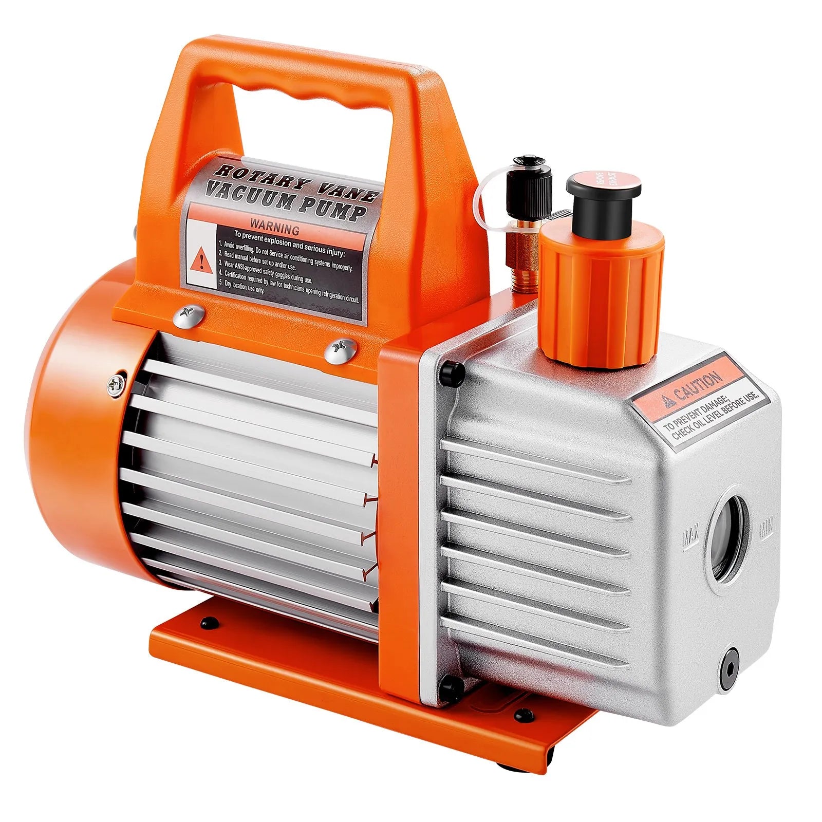 VEVOR vakuuma sūknis 100 l/min, vienpakāpes rotācijas lāpstiņu HVAC AC vakuuma sūknis ar 4 polu motoru, 5 Pa galējais vakuums, paredzēts R134a / R22 / R410a sistēmām, komplekts ar eļļas pudeli, automobiļu kondicionieru apkopei un sveķu degazēšanai