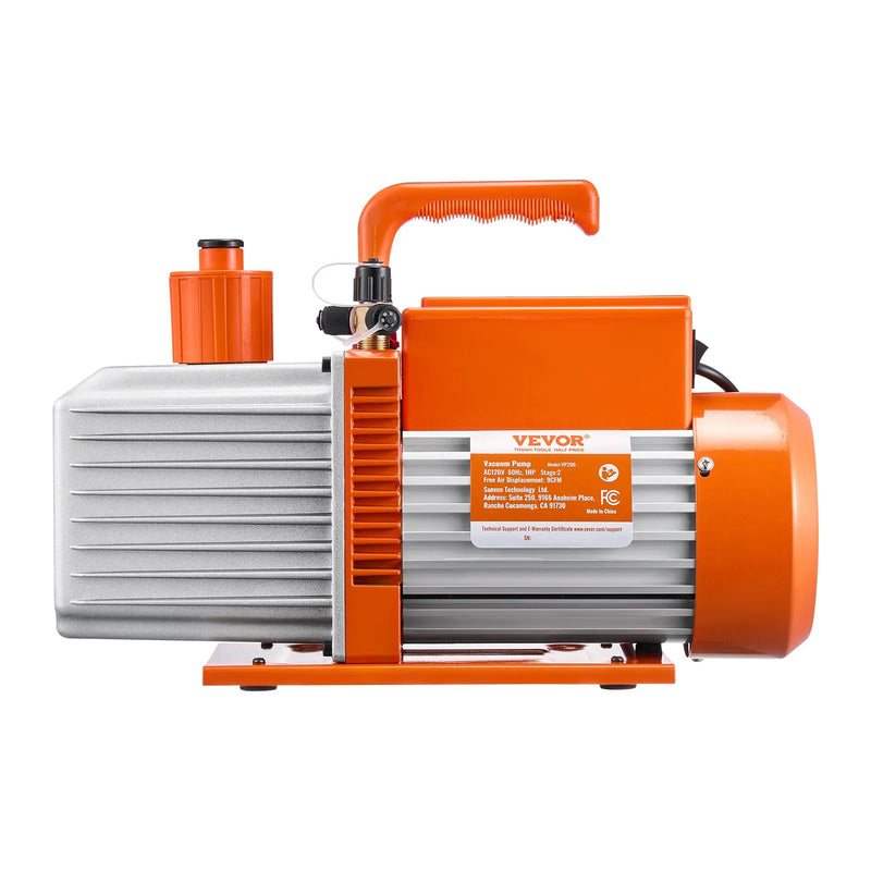 VEVOR vakuumsūknis 533 l/min, divpakāpju rotācijas lāpstiņu HVAC vakuumsūknis R134a, R22 un R410a sistēmām, automobiļu gaisa kondicionēšanas apkopei un sveķu degazēšanai ar eļļas pudeli