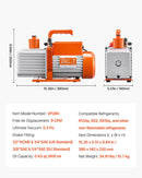 VEVOR vakuumsūknis 533 l/min, divpakāpju rotācijas lāpstiņu HVAC vakuumsūknis R134a, R22 un R410a sistēmām, automobiļu gaisa kondicionēšanas apkopei un sveķu degazēšanai ar eļļas pudeli