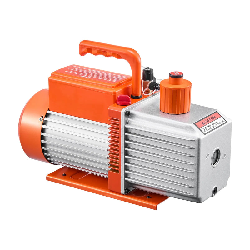 VEVOR vakuumsūknis 533 l/min, divpakāpju rotācijas lāpstiņu HVAC vakuumsūknis R134a, R22 un R410a sistēmām, automobiļu gaisa kondicionēšanas apkopei un sveķu degazēšanai ar eļļas pudeli