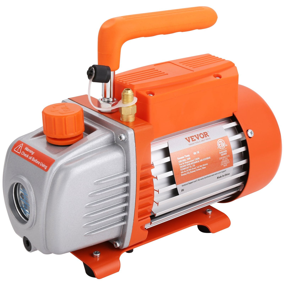 VEVOR vakuuma kamera 18,9 l ar vienpakāpes vakuuma sūkni 99 l/min, rūdīta stikla vāks, ar 250 ml eļļas pudeli, paredzēta koksnes stabilizēšanai, silikonu un epoksīdu degazācijai