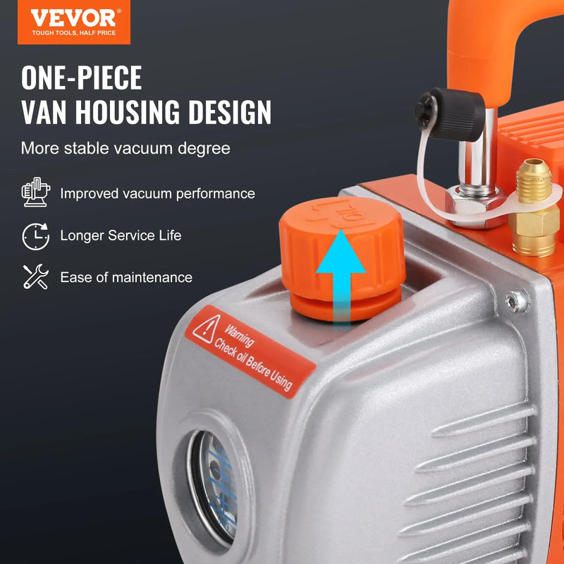 VEVOR vakuuma kamera 11,4 l ar vienpakāpes vakuuma sūkni 99 l/min, rūdīta stikla vāks, ar 250 ml eļļas pudeli, paredzēta koksnes stabilizēšanai un silikonu un epoksīdu degazācijai