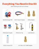 VEVOR vienpakāpes HVAC vakuuma sūknis ar manometru komplektu 267 l/min, rotācijas lāpstiņu konstrukcija, ar noplūžu noteikšanas šļūtenēm, piemērots R134a, R12, R22, R502A, R410A, R404 un R407C