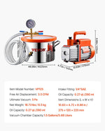 VEVOR vakuuma kamera 5,7 l ar vienpakāpes vakuuma sūkni 100 l/min, nerūsējošā tērauda kamera ar akrila vāku, ar eļļu un 1,5 m šļūteni, paredzēta sveķu, silikonu un epoksīdu degazācijai