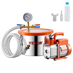 VEVOR vakuuma kamera 5,7 l ar vienpakāpes vakuuma sūkni 100 l/min, nerūsējošā tērauda kamera ar akrila vāku, ar eļļu un 1,5 m šļūteni, paredzēta sveķu, silikonu un epoksīdu degazācijai