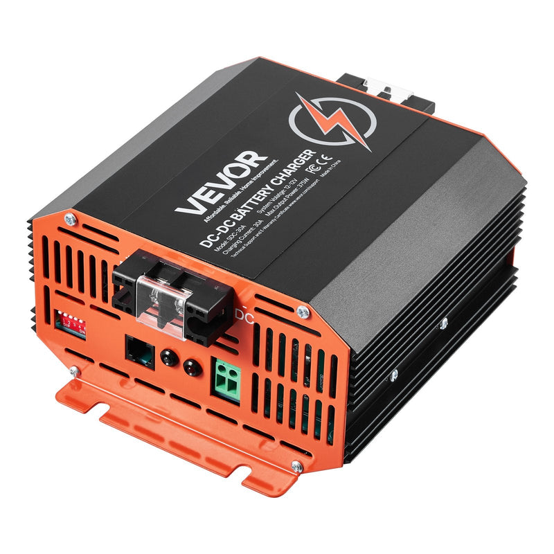 VEVOR 12 V 30 A DC–DC akumulatora lādētājs 375 W, borta lādētājs svina-skābes, litija, AGM, GEL un šķidrā elektrolīta akumulatoriem, viedā daudzpakāpju uzlāde, paredzēts kemperiem, komerctransportam, laivām un jahtām