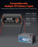 VEVOR 12 V 60 A DC–DC akumulatora lādētājs 750 W, borta lādētājs svina-skābes, litija, AGM, GEL un šķidrā elektrolīta akumulatoriem, viedā daudzpakāpju uzlāde, paredzēts kemperiem, komerctransportam, laivām un jahtām