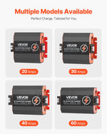 VEVOR 12 V 60 A DC–DC akumulatora lādētājs 750 W, borta lādētājs svina-skābes, litija, AGM, GEL un šķidrā elektrolīta akumulatoriem, viedā daudzpakāpju uzlāde, paredzēts kemperiem, komerctransportam, laivām un jahtām