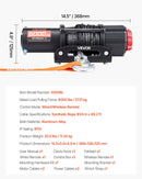 VEVOR elektriskā vinča ATV/UTV 2721 kg ar Φ6 mm x 15 m sintētisko trosi, bezvadu un vadu tālvadības pulti, IP55 ūdensizturība, ar troses vadotni un montāžas plāksni bezceļu vilkšanai