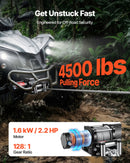 VEVOR elektriskā vinča ATV/UTV 2041 kg ar Φ6 mm x 12 m tērauda trosi, bezvadu un vadu tālvadības pulti, IP54 ūdensizturība, ar rullīšu vadotni un montāžas plāksni bezceļu vilkšanai