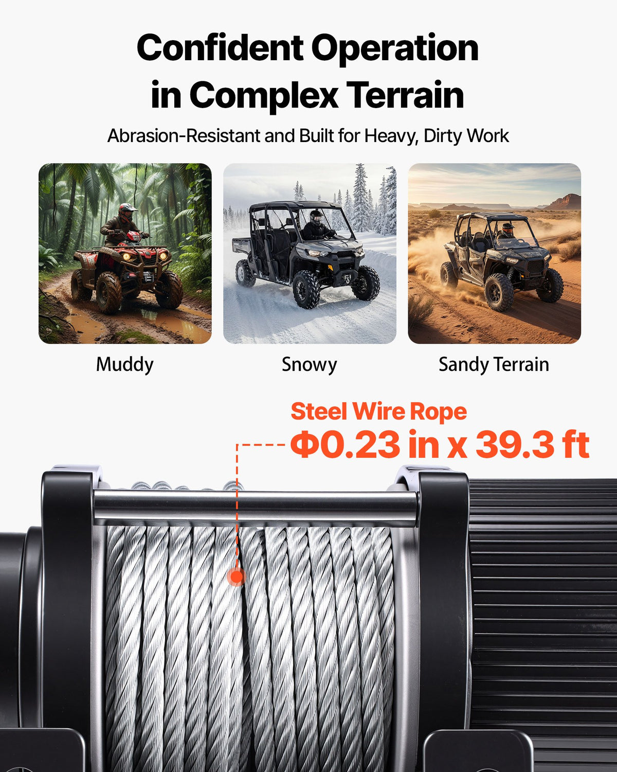 VEVOR elektriskā vinča ATV/UTV 2041 kg ar Φ6 mm x 12 m tērauda trosi, bezvadu un vadu tālvadības pulti, IP54 ūdensizturība, ar rullīšu vadotni un montāžas plāksni bezceļu vilkšanai