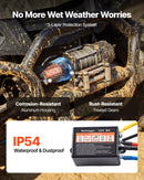 VEVOR elektriskā vinča ATV/UTV 2041 kg ar Φ6 mm x 12 m tērauda trosi, bezvadu un vadu tālvadības pulti, IP54 ūdensizturība, ar rullīšu vadotni un montāžas plāksni bezceļu vilkšanai