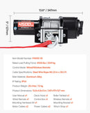 VEVOR elektriskā vinča ATV/UTV 2041 kg ar Φ6 mm x 12 m tērauda trosi, bezvadu un vadu tālvadības pulti, IP54 ūdensizturība, ar rullīšu vadotni un montāžas plāksni bezceļu vilkšanai