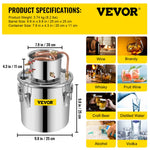 11.4L distillation apparatus with built-in thermometer on lid and water circulation pump, suitable for alcohol distillation, essential oil extraction and water purification