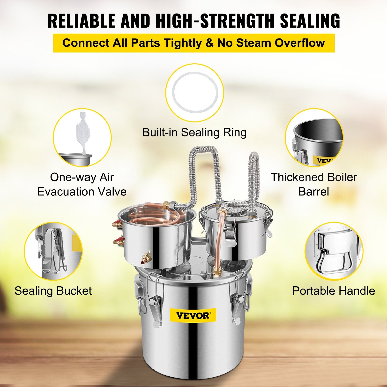 12L stainless steel still, copper distillation pipe with circulation pump, home brewing kit with built-in thermometer