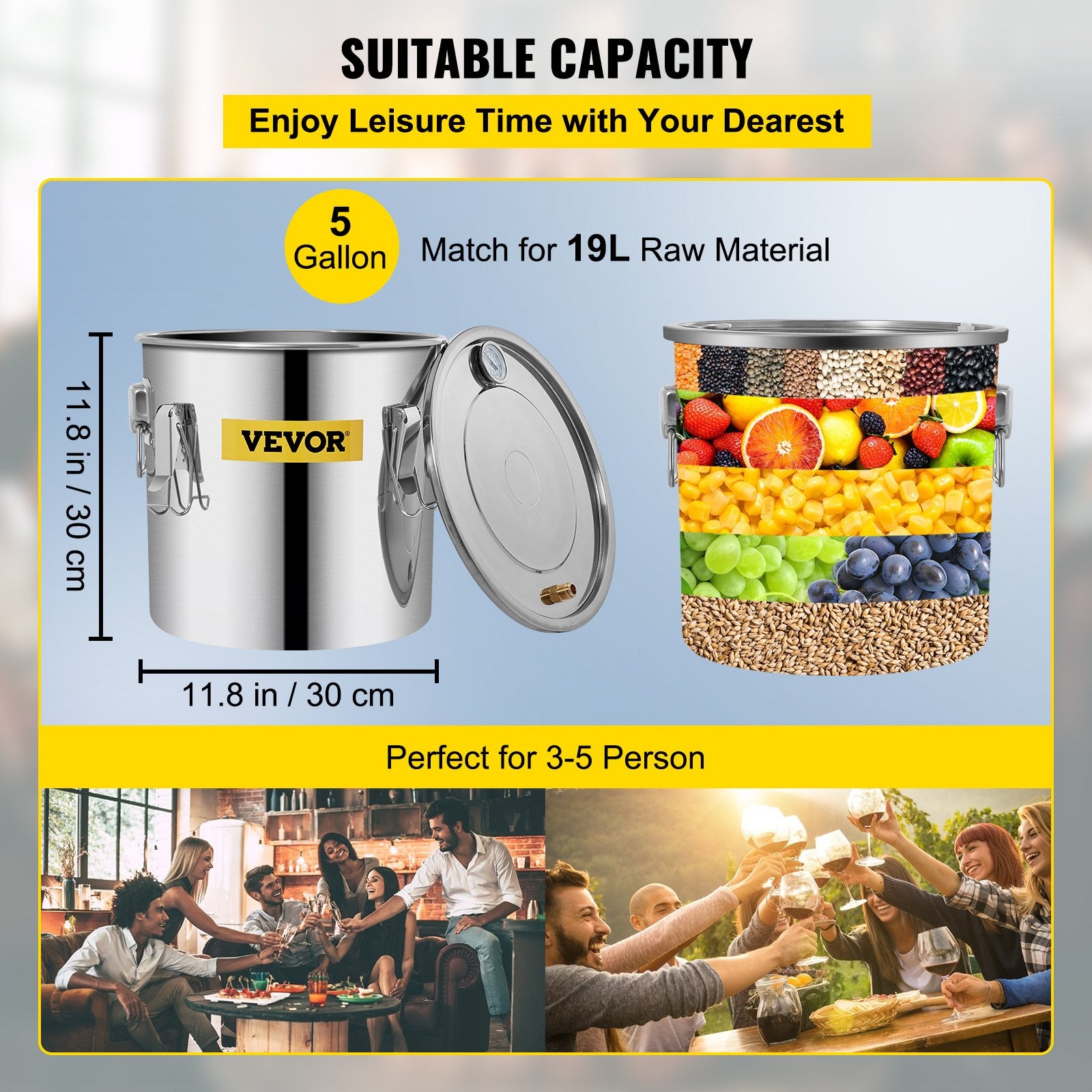 19L distillation apparatus with built-in thermometer on lid and water circulation pump, suitable for alcohol distillation, essential oil extraction and water purification