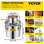 19L distillation apparatus with built-in thermometer on lid and water circulation pump, suitable for alcohol distillation, essential oil extraction and water purification