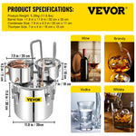 19L distillation apparatus, copper tube, with built-in thermometer, suitable for the production of alcohol, essential oils, hydrosols and distilled water