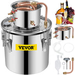 20L stainless steel still, copper tube, built-in thermometer, with high efficiency and excellent cooling performance, allowing to produce alcohol and distil water.