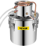 20L stainless steel still, copper tube, built-in thermometer, with high efficiency and excellent cooling performance, allowing to produce alcohol and distil water.