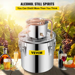 20L stainless steel still, copper tube, built-in thermometer, with high efficiency and excellent cooling performance, allowing to produce alcohol and distil water.