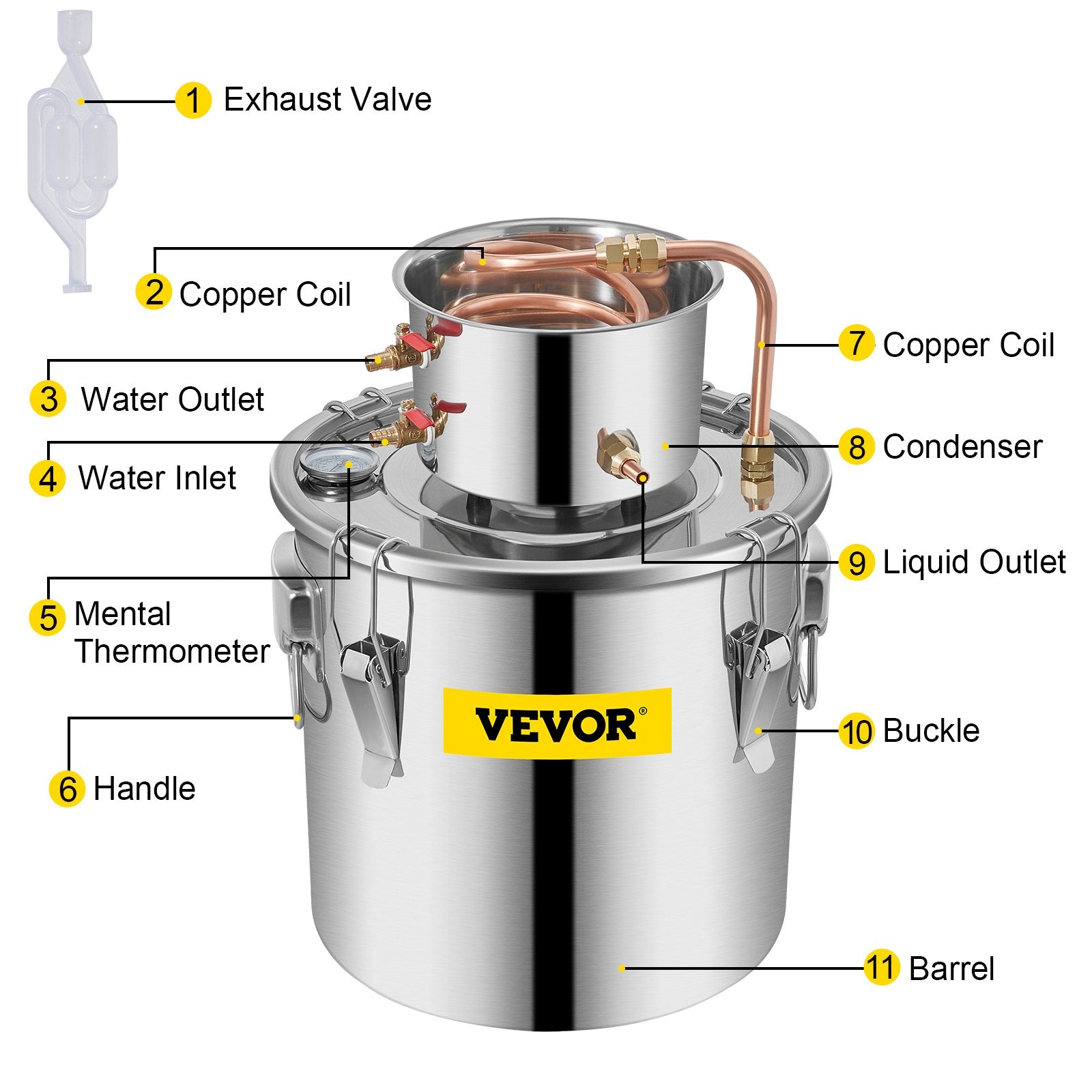 30L stainless steel distillation kit for distillation of alcohol, essential oils, with water pump