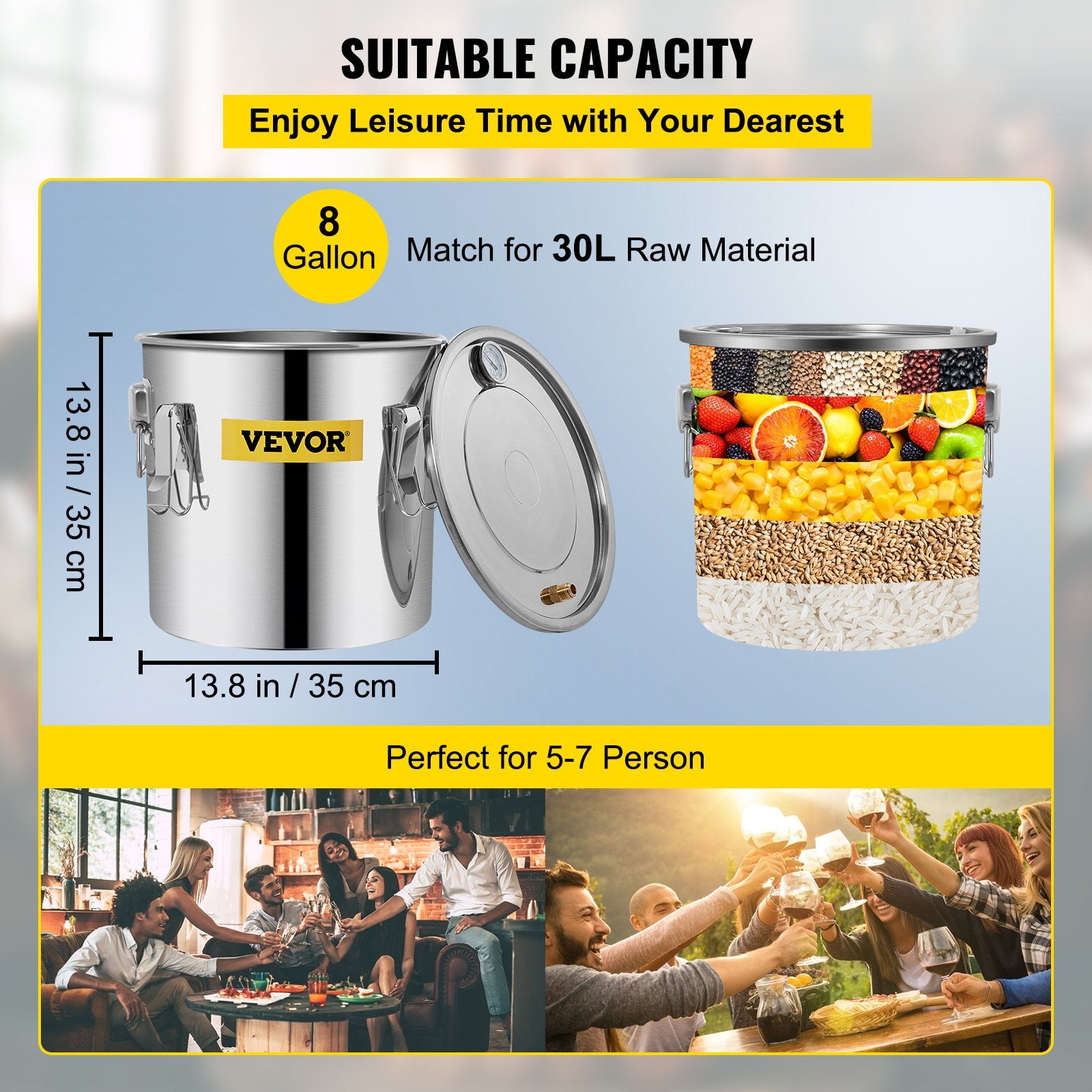30L stainless steel still, for home use, double boiler