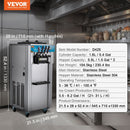 VEVOR komerciālā mīkstā saldējuma iekārta, 21–31 l/h jauda, 3 garšas