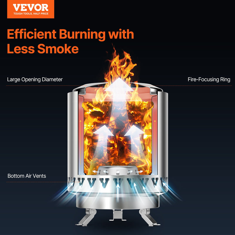 Настольный камин VEVOR 15,2 см - камин из нержавеющей стали для внутреннего и наружного использования, черный