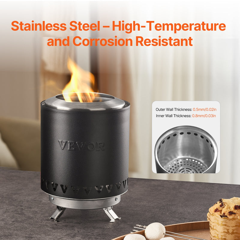 Настольный камин VEVOR 15,2 см - камин из нержавеющей стали для внутреннего и наружного использования, черный