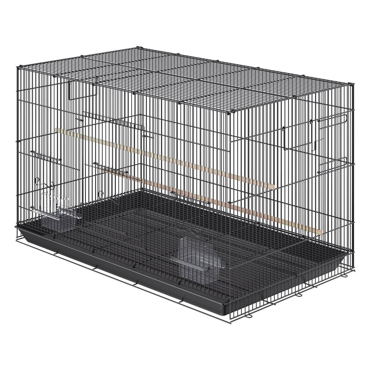 VEVOR 76 cm Putnu būris, metāla lielais parakeetu būris kokateiliem, maziem papagaiļiem, budžijiem, mīlestības putniem un kanārijputniem, mājdzīvnieku putnu būris ar ritenīšu stendu un paliktni