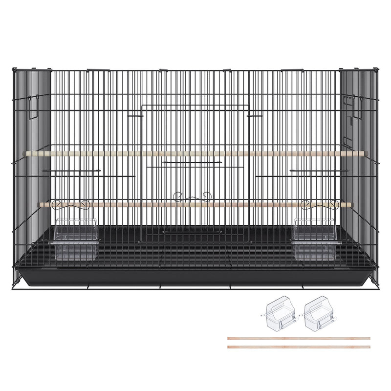 VEVOR 76 cm Putnu būris, metāla lielais parakeetu būris kokateiliem, maziem papagaiļiem, budžijiem, mīlestības putniem un kanārijputniem, mājdzīvnieku putnu būris ar ritenīšu stendu un paliktni