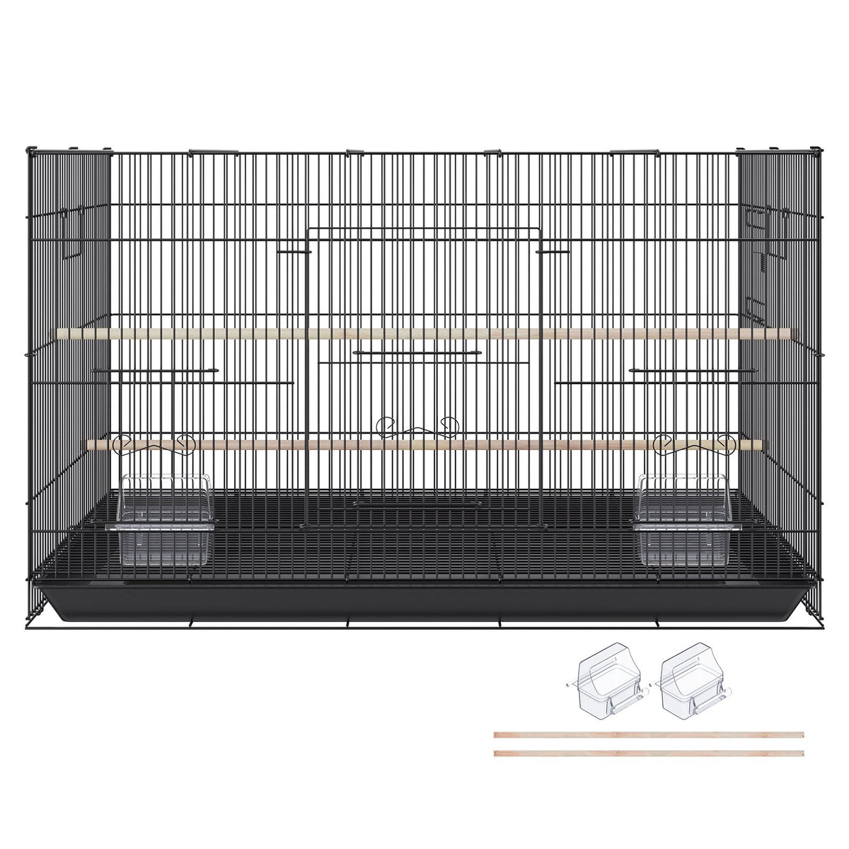 VEVOR 76 cm Putnu būris, metāla lielais parakeetu būris kokateiliem, maziem papagaiļiem, budžijiem, mīlestības putniem un kanārijputniem, mājdzīvnieku putnu būris ar ritenīšu stendu un paliktni
