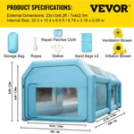 Uzpūšamā krāsošanas kabīne automašīnām 7 × 4 × 2.5 m ar filtrēšanas sistēmu un 2 ventilatoriem