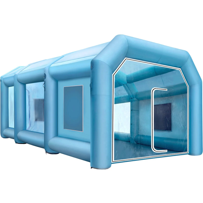 Piepūšama krāsošanas telts 8 × 4 × 3 m no 210D Oxford auduma ar 2 pūtējiem