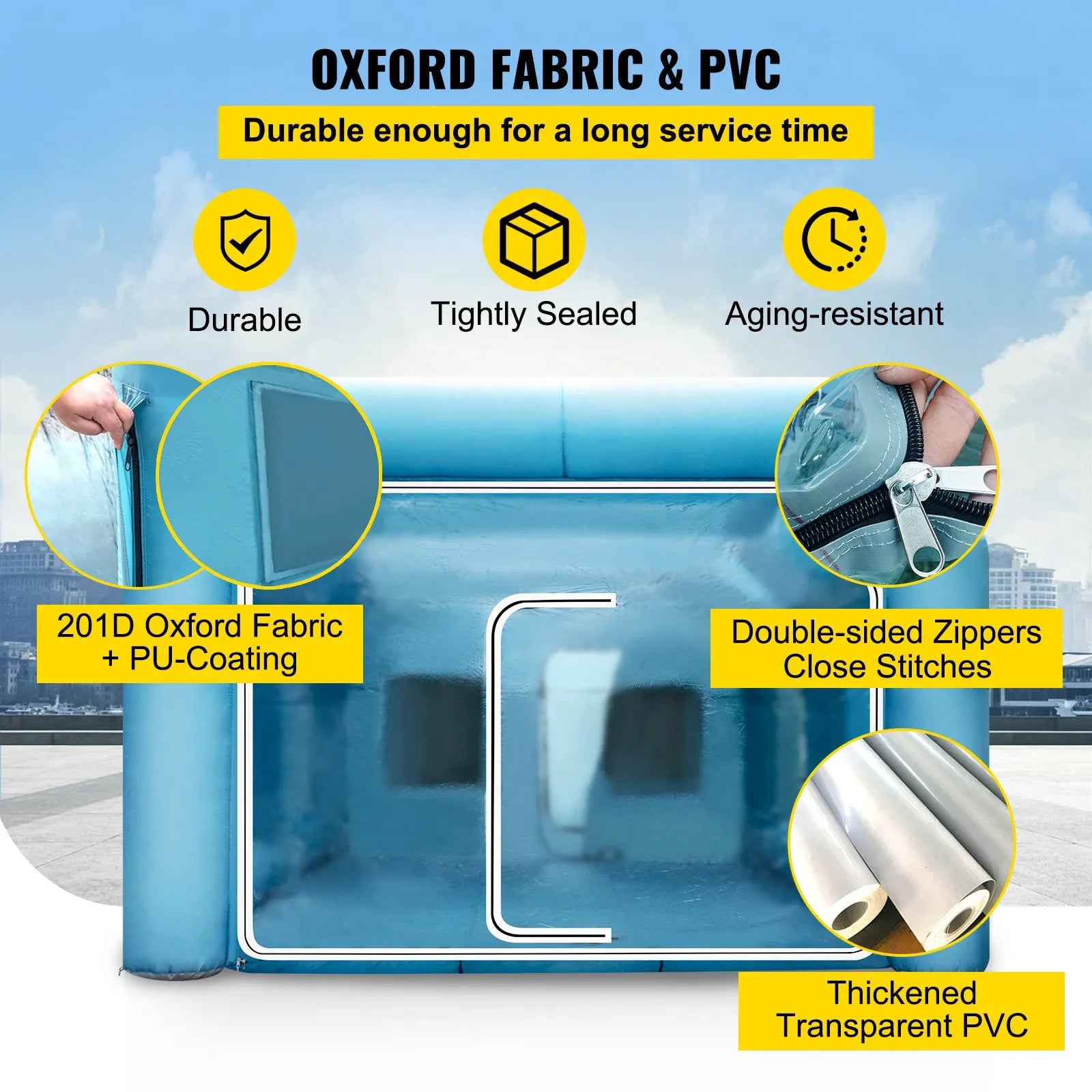 Uzpūšamā krāsošanas kabīne automašīnām 9 × 6 × 4 m ar filtru un 2 ventilatoriem