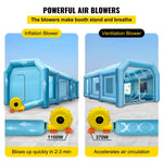 Uzpūšamā krāsošanas kabīne automašīnām 9 × 6 × 4 m ar filtru un 2 ventilatoriem