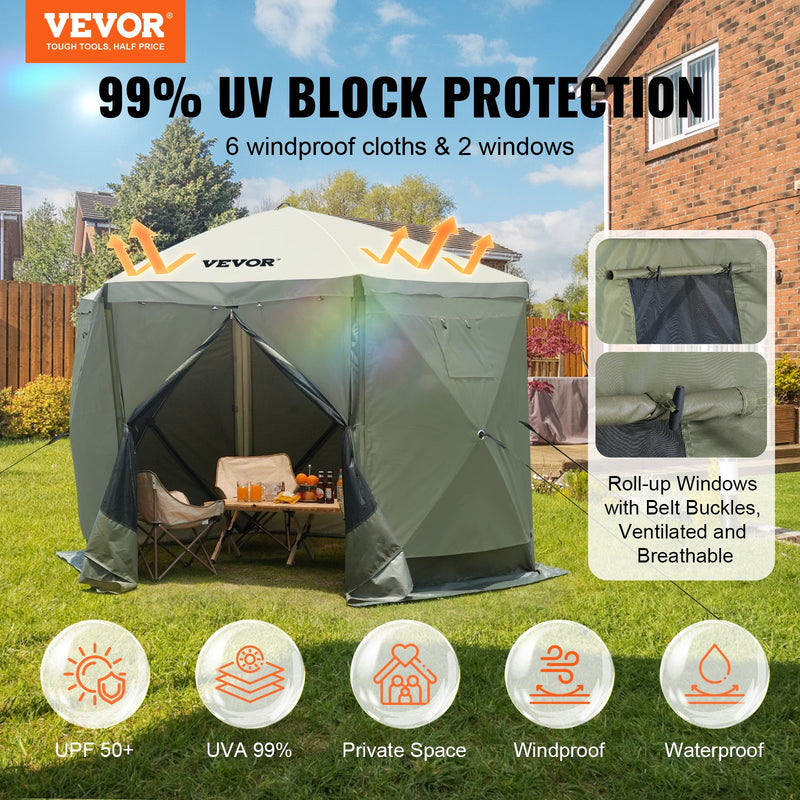 Тент VEVOR 3,05 x 3,05 x 2,29 м - 6-стоечный Pop-Up, солнцезащитный и водонепроницаемый, защитная краска