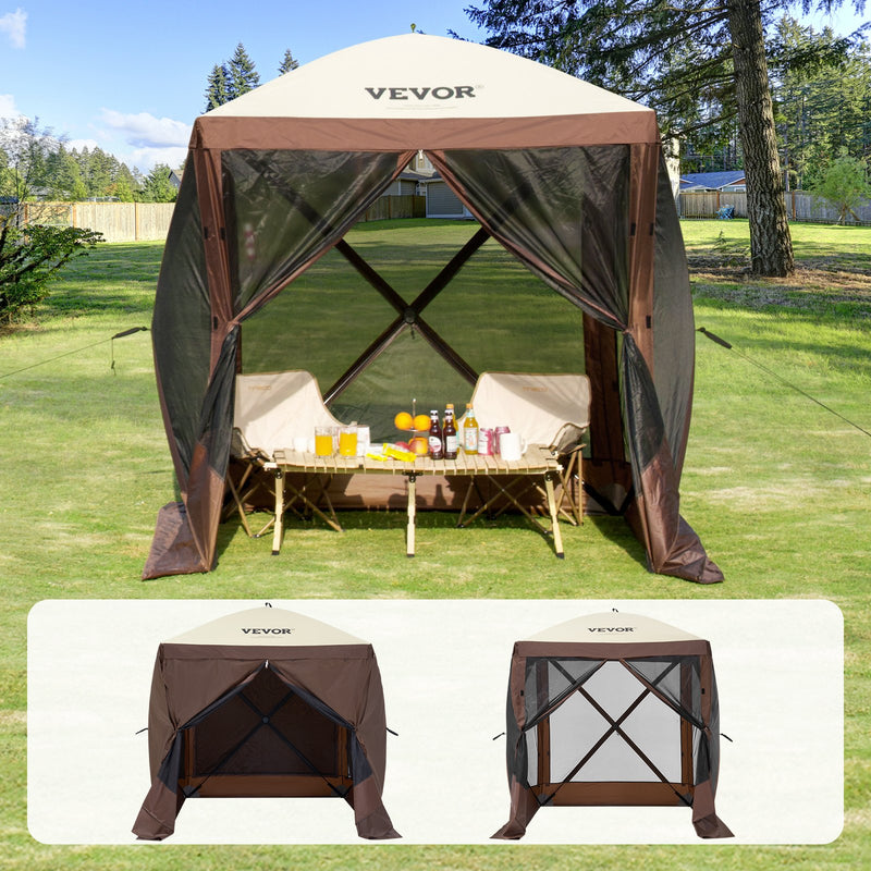 VEVOR 1.83 x 1.83 x 2.1 m awning - 4-post Pop-Up, sun protection and waterproof, brown