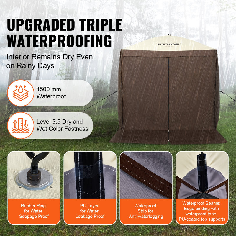 VEVOR 1.83 x 1.83 x 2.1 m awning - 4-post Pop-Up, sun protection and waterproof, brown