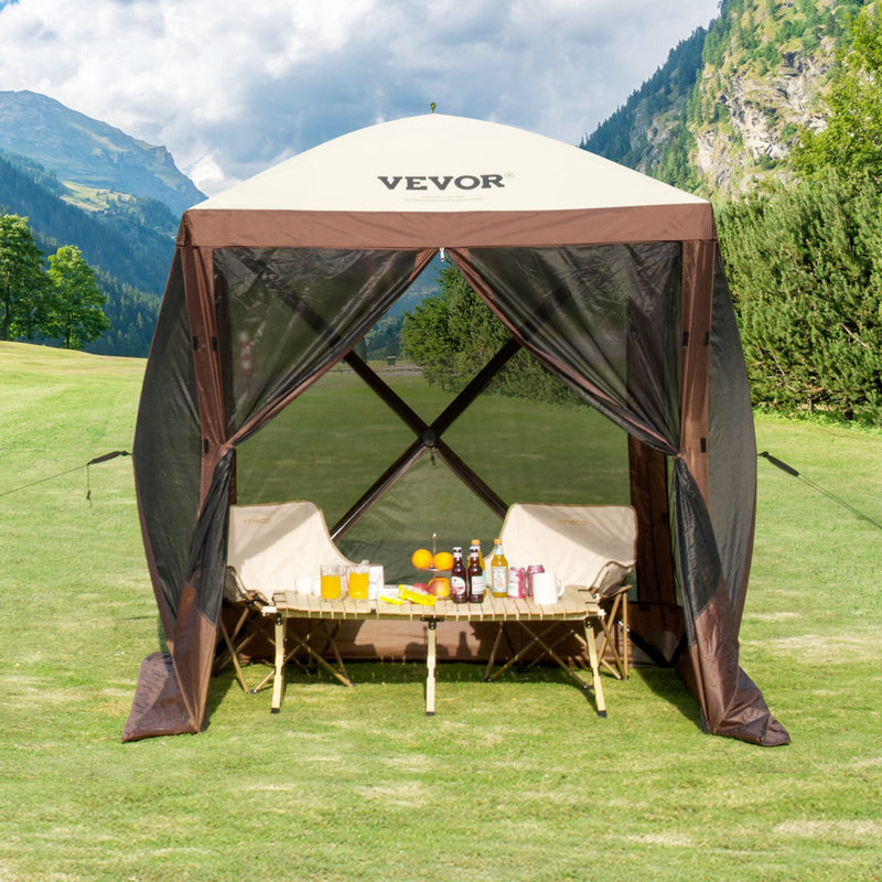 VEVOR 1.83 x 1.83 x 2.1 m awning - 4-post Pop-Up, sun protection and waterproof, brown