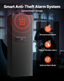 VEVOR ieroču seifs 6–8 šautenēm, garo ieroču un pistoles skapis, ātrās piekļuves šauteņu seifs ar 3 patronu nodalījumiem un 2 regulējamām turētāju rindām, liels digitālais seifs ar atslēgas un paroles slēdzeni