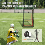 VEVOR Lakrosa atsitiena tīkls pagalmam, 1219,2 × 2133,6 mm volejbola atsitiena tīkls, Pitchback beisbola un softbola atgriešanas treniņu siets, regulējama leņķa metienu treniņu siena ar mērķi