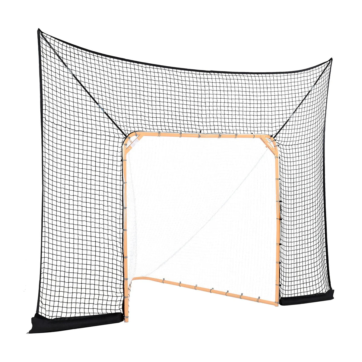 VEVOR Hokeja un lakrosa aizsargtīkls aiz vārtiem, 3657,6 × 2743,2 mm lakrosa tīkls ar paplašinātu pārklājumu, ātra un vienkārša uzstādīšana ar pilnu piederumu komplektu, pagalma lakrosa aprīkojums jauniešiem un pieaugušajiem (TIKAI TĪKLS)