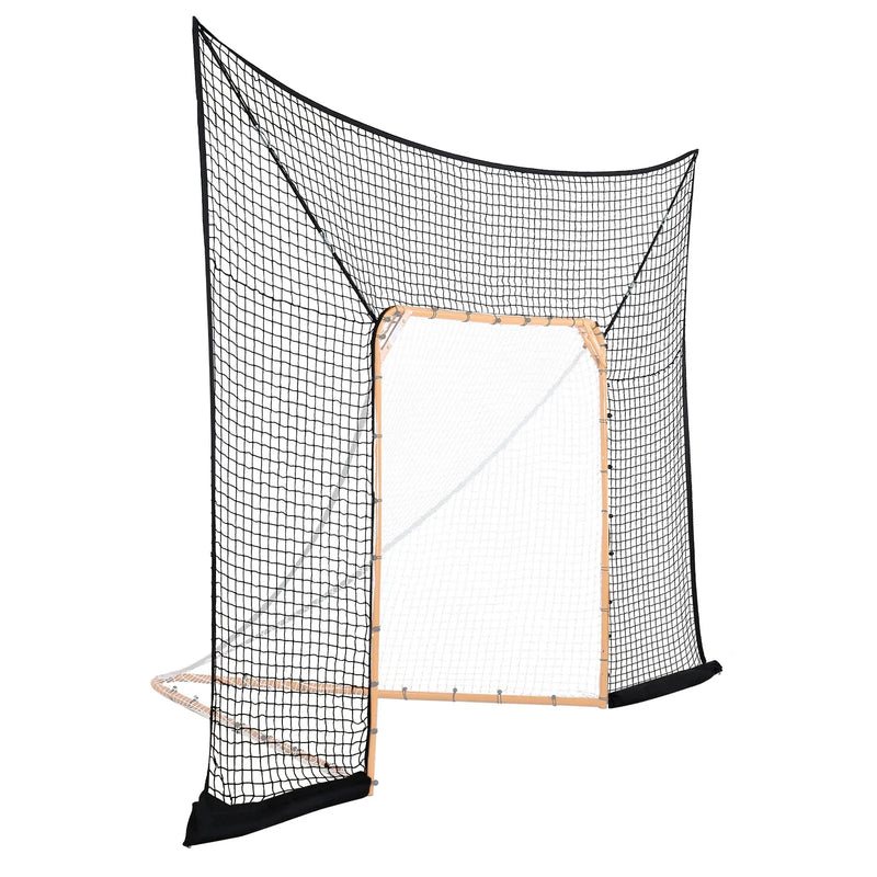 VEVOR Hokeja un lakrosa aizsargtīkls aiz vārtiem, 3657,6 × 2743,2 mm lakrosa tīkls ar paplašinātu pārklājumu, ātra un vienkārša uzstādīšana ar pilnu piederumu komplektu, pagalma lakrosa aprīkojums jauniešiem un pieaugušajiem (TIKAI TĪKLS)