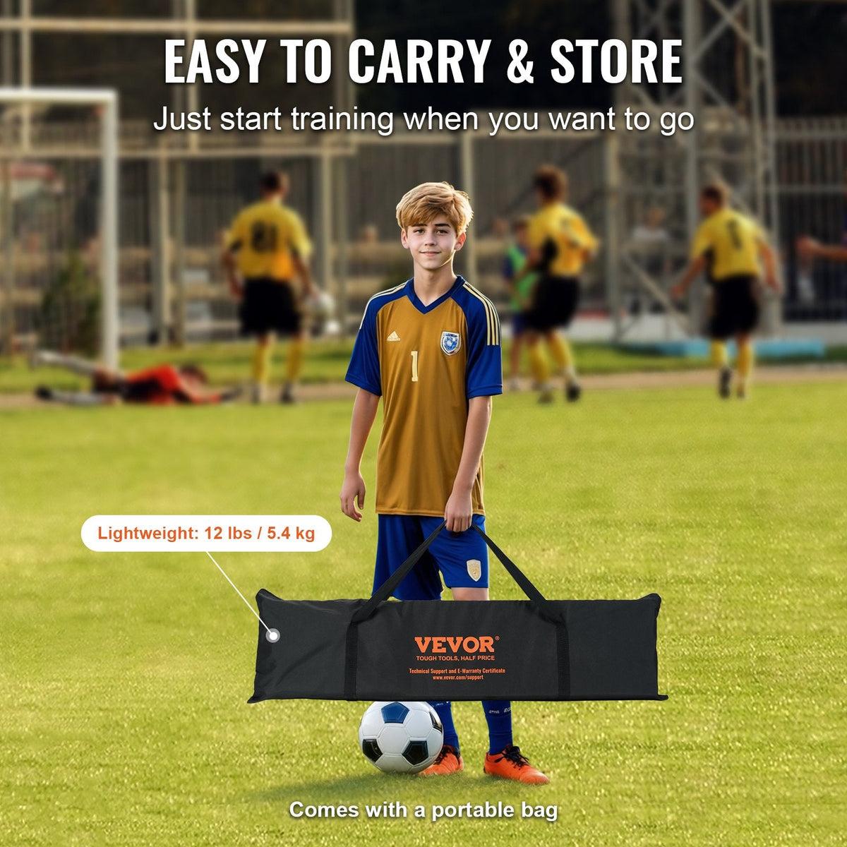 VEVOR 2-in-1 Pārnēsājamais futbola bumbas atgriezējs tīkls, 183 x 130 cm