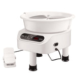 VEVOR 450W Keramikas Virpa – 28 cm Podniecības Ritenis ar Pieskārienjūtīgu Ekrānu un Kāju Pedāli, 450 W, 3 Kājām, Balta
