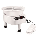 VEVOR 450W Keramikas Virpa – 28 cm Podniecības Ritenis ar Pieskārienjūtīgu Ekrānu un Kāju Pedāli, 450 W, 3 Kājām, Balta